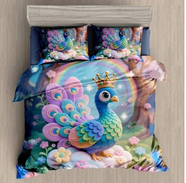 Blue_Cotton_Polyester_Hd_Digital_Print_King_Size_Bedsheet