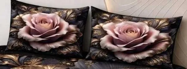 Black_Cotton_Polyester_Rose_Floral_Print_Queen_Size_Fitted_Bedsheet