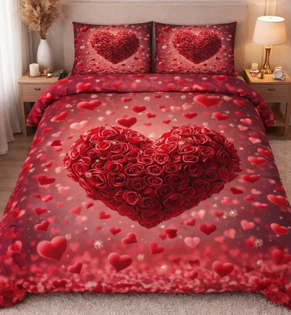Cotton_Romantic_Red_Heart_Print_Queen_Size_Bedsheet