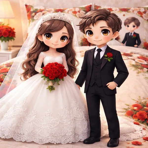 Cotton_Wedding_Couple_Floral_Print_Queen_Size_Bedsheet