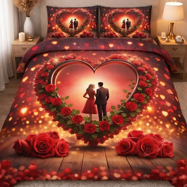 Red_Glace_Cotton_Romantic_Couple_Heart_Print_Queen_Size_Bedsheet