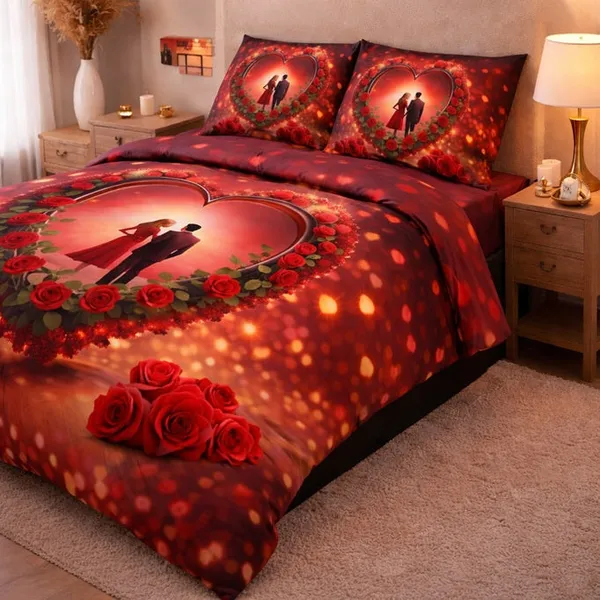 Red_Glace_Cotton_Romantic_Couple_Heart_Print_Queen_Size_Bedsheet