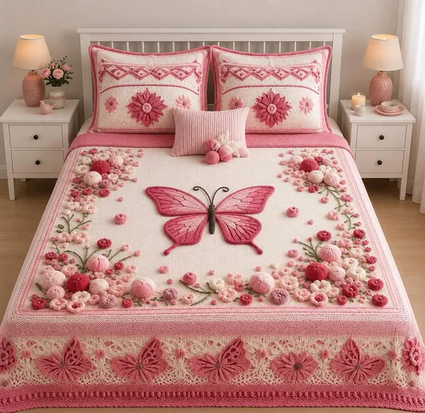Cotton_Digital_Pink_Butterfly_Floral_Print_King_Size_Bedsheet