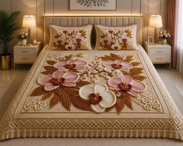 Beige_Glace_Cotton_Floral_Designer_King_Size_Bedsheet