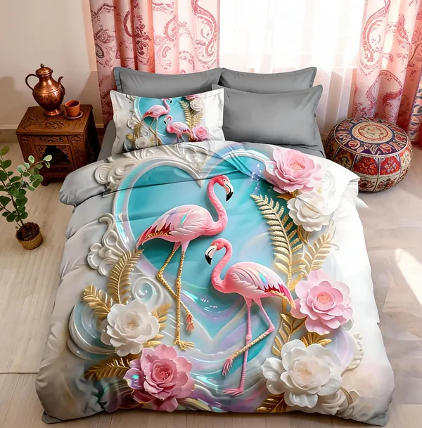 White_Cotton_Polyester_Hd_Digital_Print_King_Size_Bedsheet
