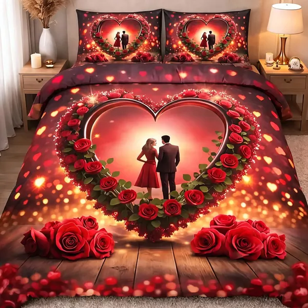 Red_Glace_Cotton_Romantic_Couple_Heart_Print_Queen_Size_Bedsheet
