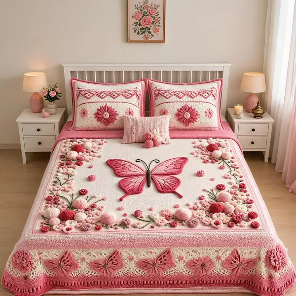 Cotton_Digital_Pink_Butterfly_Floral_Print_King_Size_Bedsheet