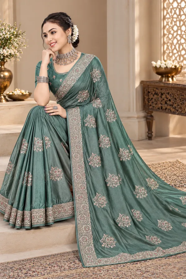 Teal_Silk_Embroidered_Saree_for_Women
