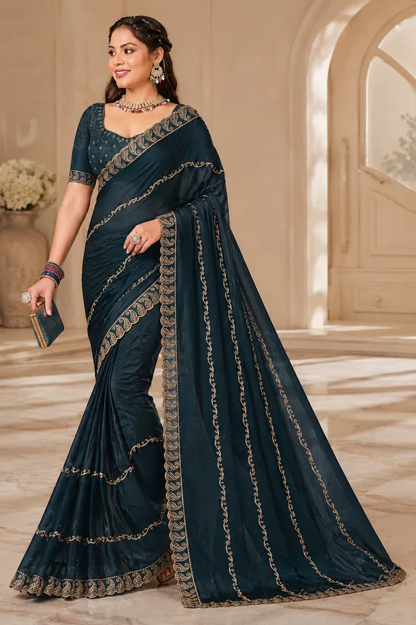 Blue_Embroidered_Paisley_Border_Saree_for_Women