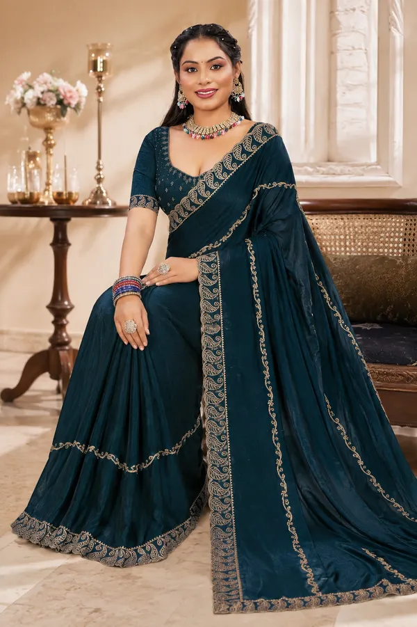 Blue_Embroidered_Paisley_Border_Saree_for_Women