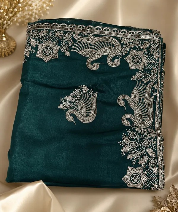 Teal_Embroidered_Saree_for_Women