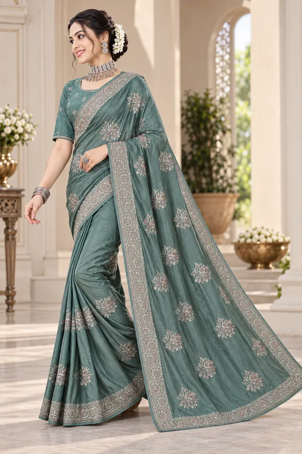 Teal_Silk_Embroidered_Saree_for_Women