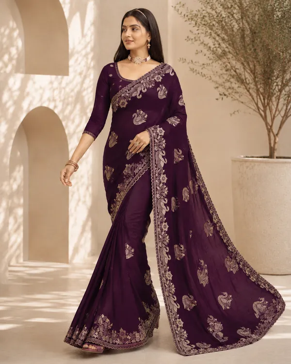 Purple_Embroidered_Saree_For_Women