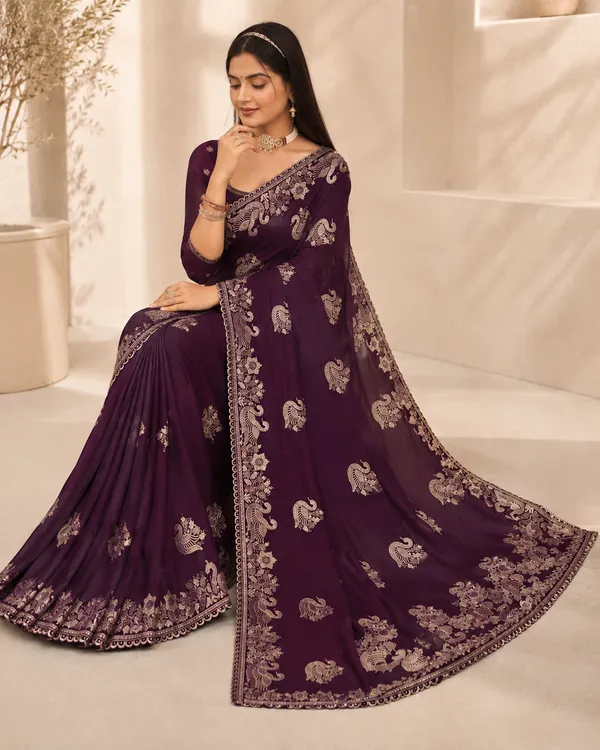 Purple_Embroidered_Saree_For_Women