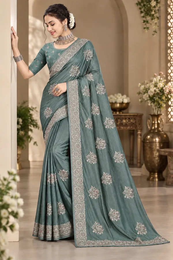 Teal_Silk_Embroidered_Saree_for_Women