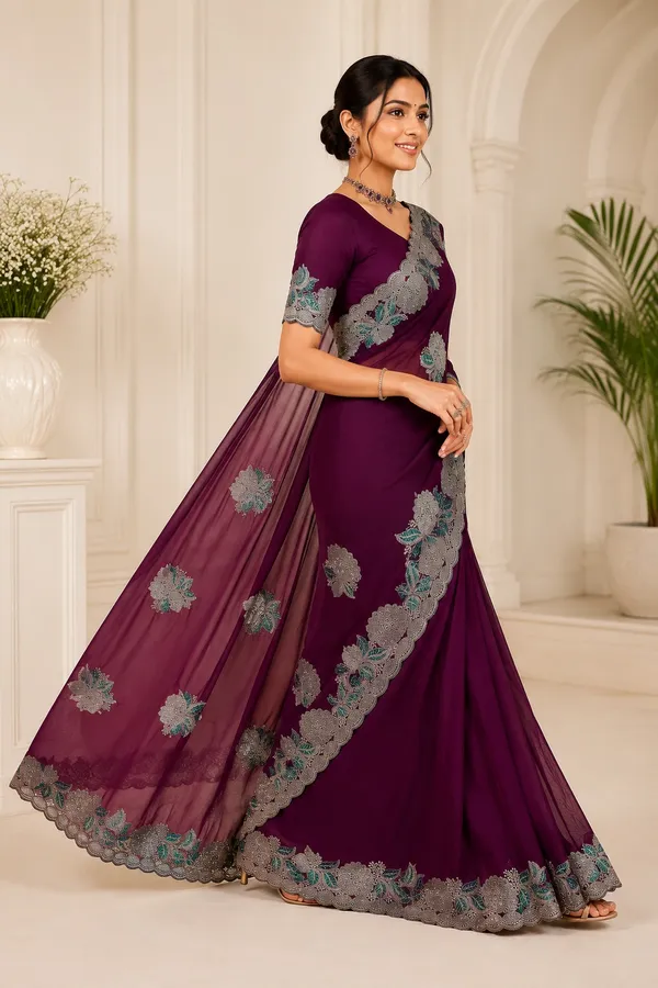 Purple_Embroidered_Floral_Saree_For_Women