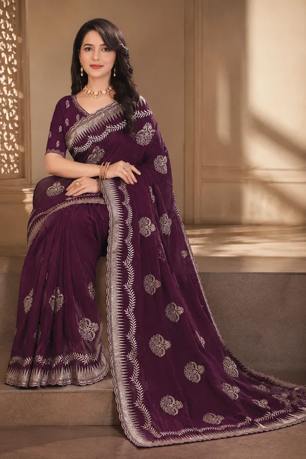 Purple_Embroidered_Saree_For_Women