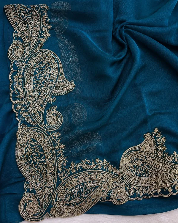 Teal_Embroidered_Saree_for_Women