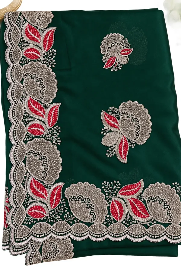 Green_Floral_Print_Saree_For_Women