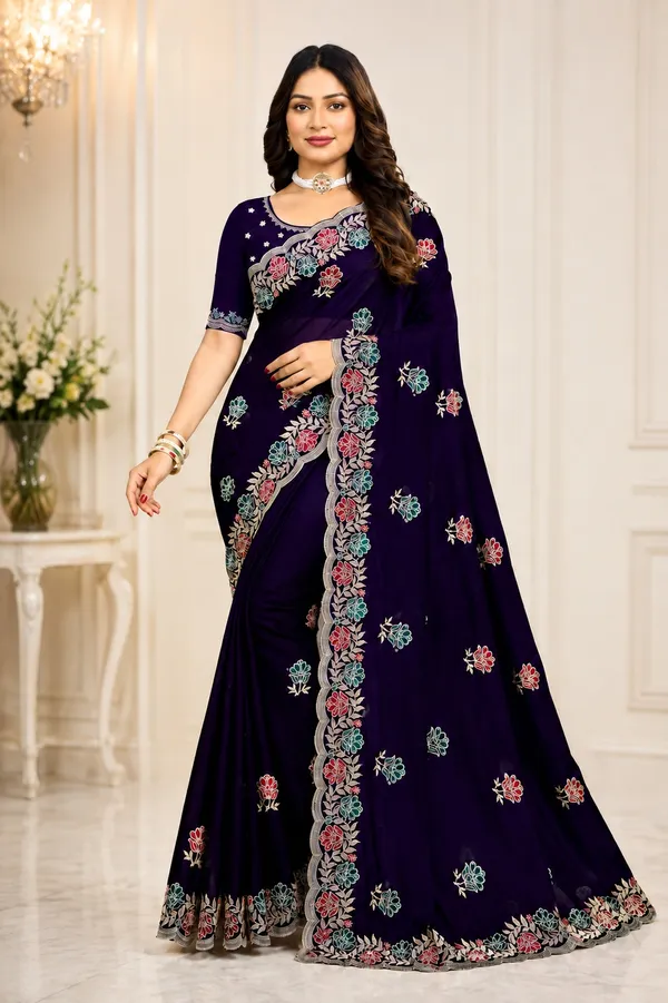 Purple_Floral_Embroidered_Saree_For_Women