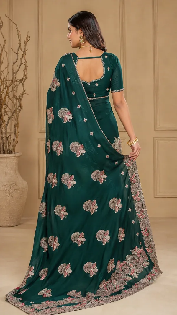 Green_Floral_Print_Saree_For_Women