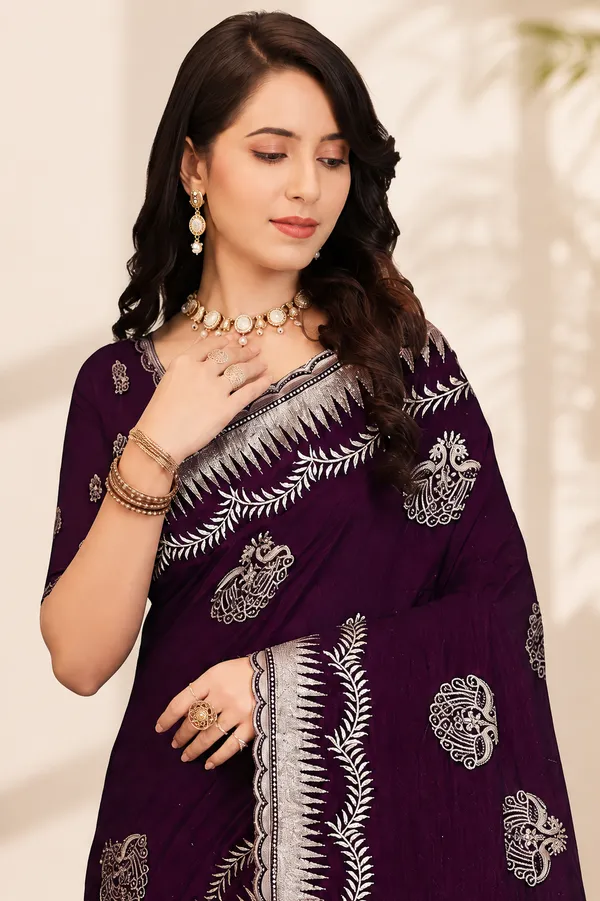 Purple_Embroidered_Saree_For_Women