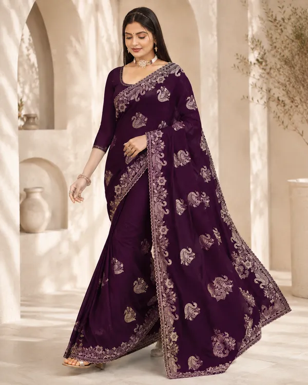 Purple_Embroidered_Saree_For_Women
