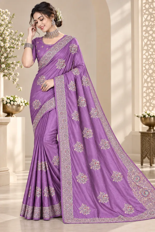Purple_Embroidered_Saree_For_Women