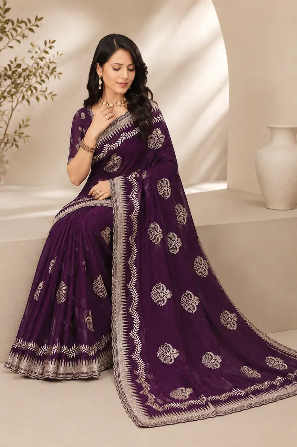 Purple_Embroidered_Saree_For_Women