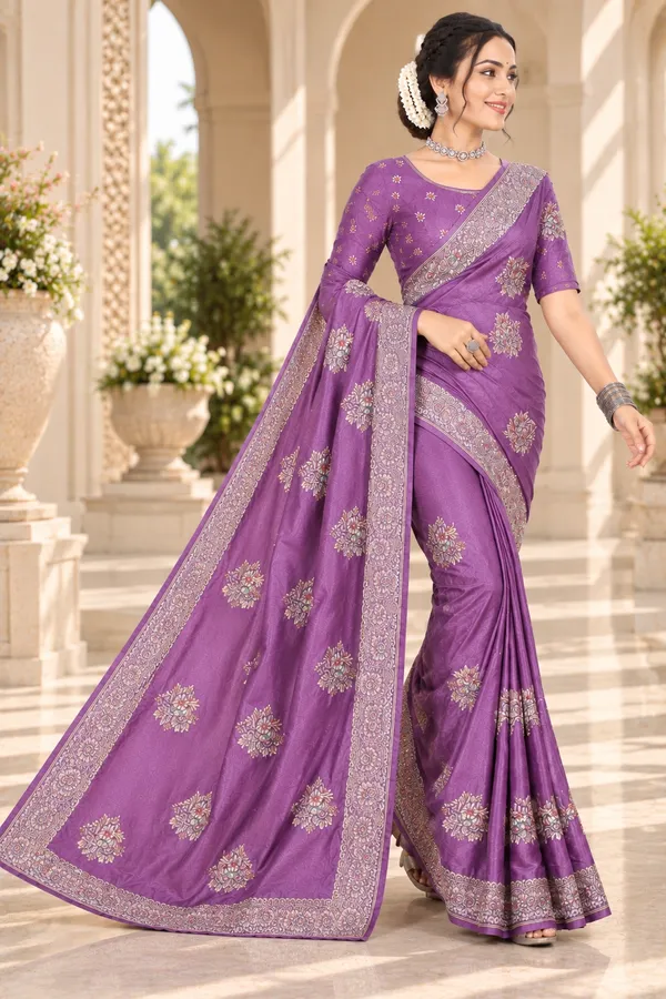 Purple_Embroidered_Saree_For_Women