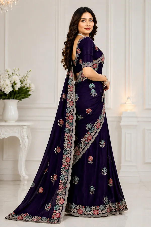 Purple_Floral_Embroidered_Saree_For_Women