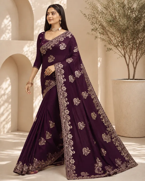 Purple_Embroidered_Saree_For_Women