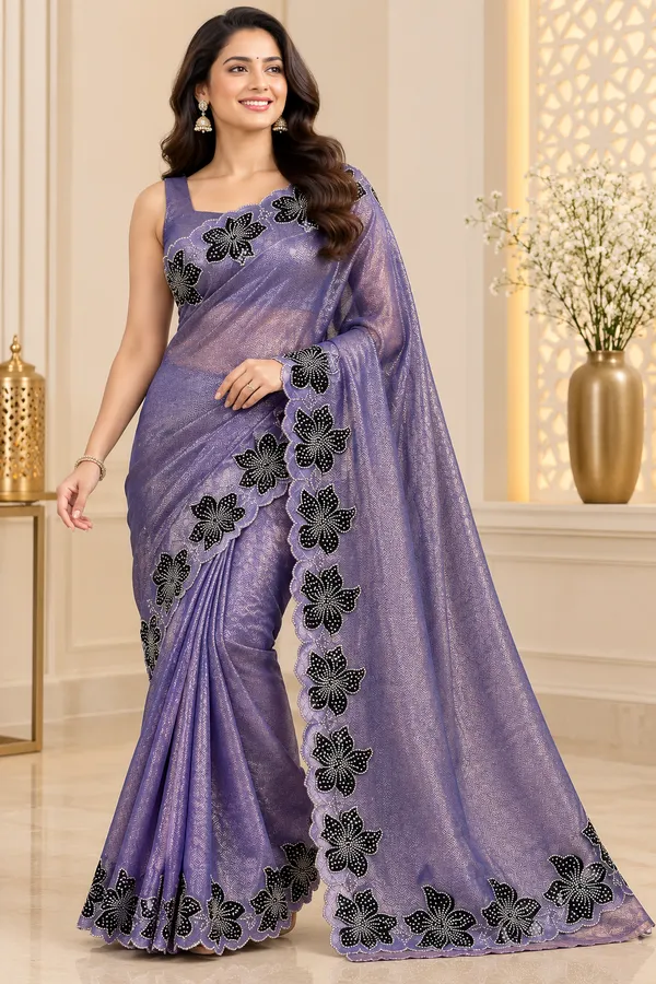 Lavender_Floral_Border_Saree_For_Women