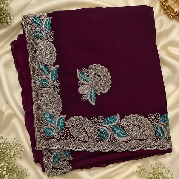 Purple_Embroidered_Floral_Saree_For_Women