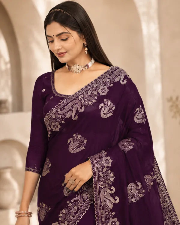 Purple_Embroidered_Saree_For_Women