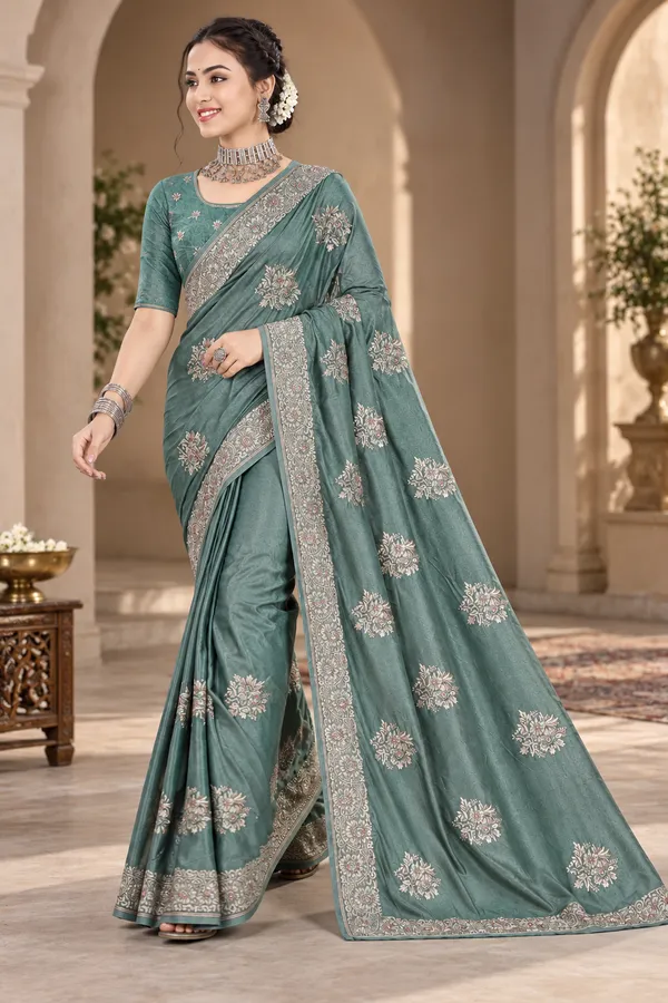 Teal_Silk_Embroidered_Saree_for_Women