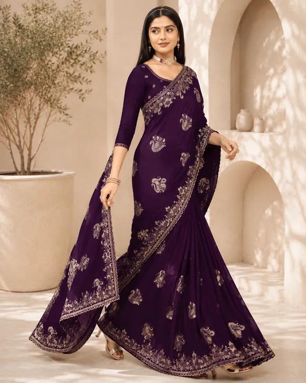 Purple_Embroidered_Saree_For_Women