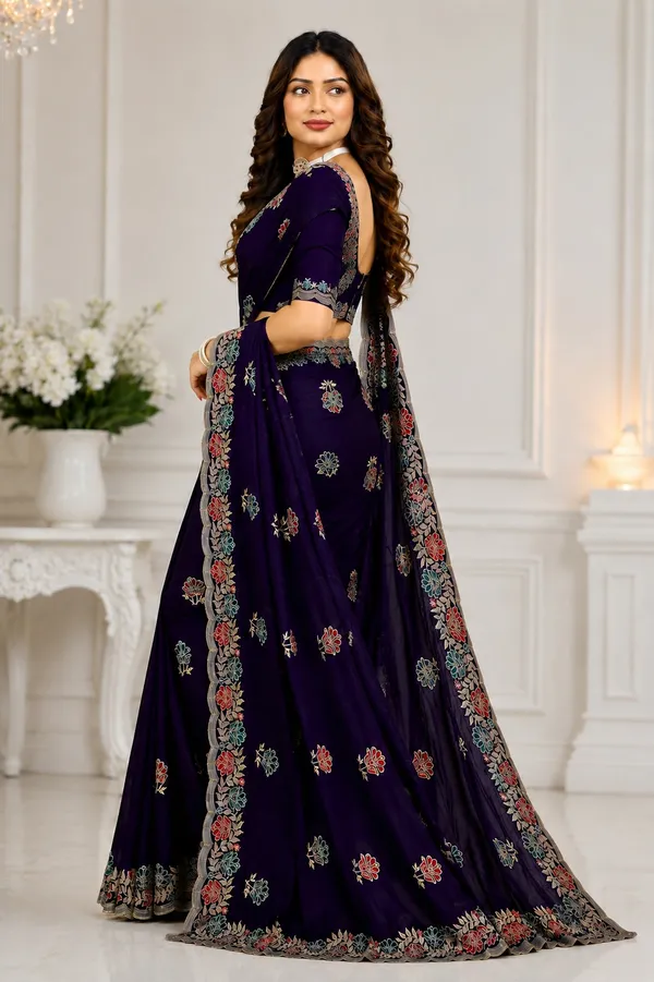 Purple_Floral_Embroidered_Saree_For_Women