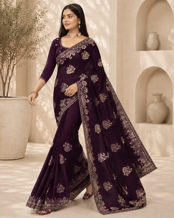 Purple_Embroidered_Saree_For_Women