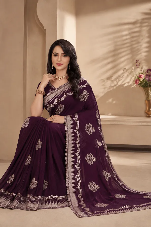 Purple_Embroidered_Saree_For_Women