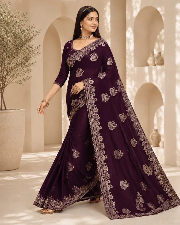 Purple_Embroidered_Saree_For_Women