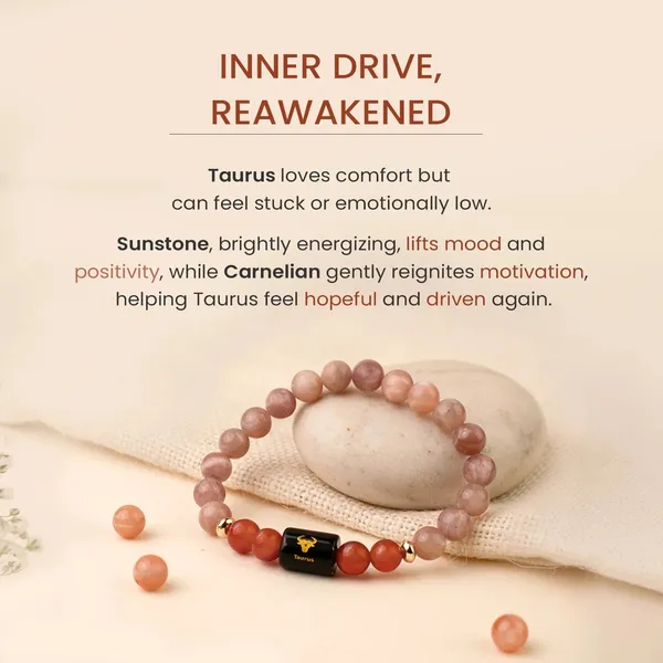Astropreet_Taurus_Zodiac_Bracelet_Sunstone_Carnelian_Poornima_Energized