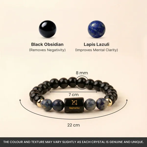 Astropreet_Sagittarius_Zodiac_Bracelet_Black_Obsidian_Lapis_Lazuli_Poornima_Energized