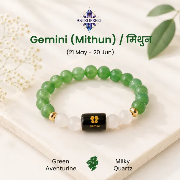Astropreet_Gemini_Zodiac_Bracelet_Green_Aventurine_Clear_Quartz_Poornima_Energized