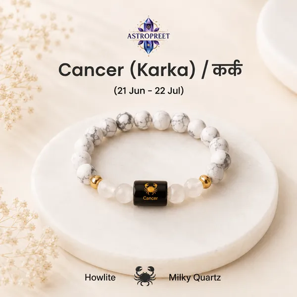 Astropreet_Cancer_Zodiac_Bracelet_Howlite_Clear_Quartz_Poornima_Energized