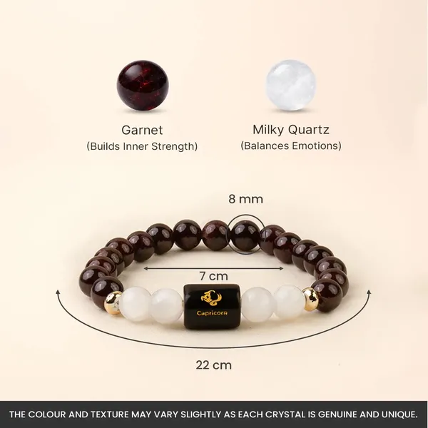 Astropreet_Capricorn_Zodiac_Bracelet_Garnet_Clear_Quartz_Poornima_Energized