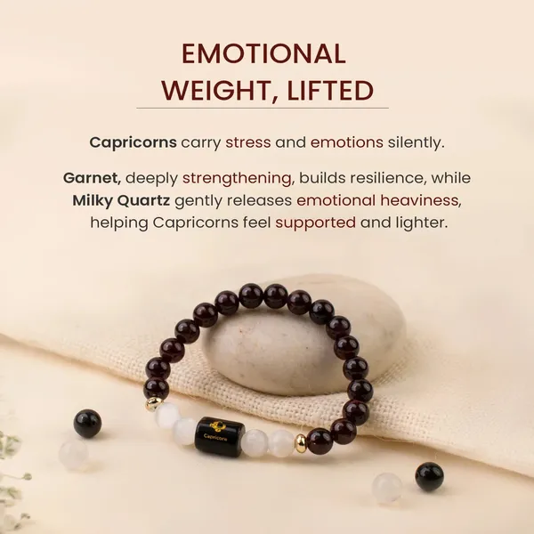 Astropreet_Capricorn_Zodiac_Bracelet_Garnet_Clear_Quartz_Poornima_Energized
