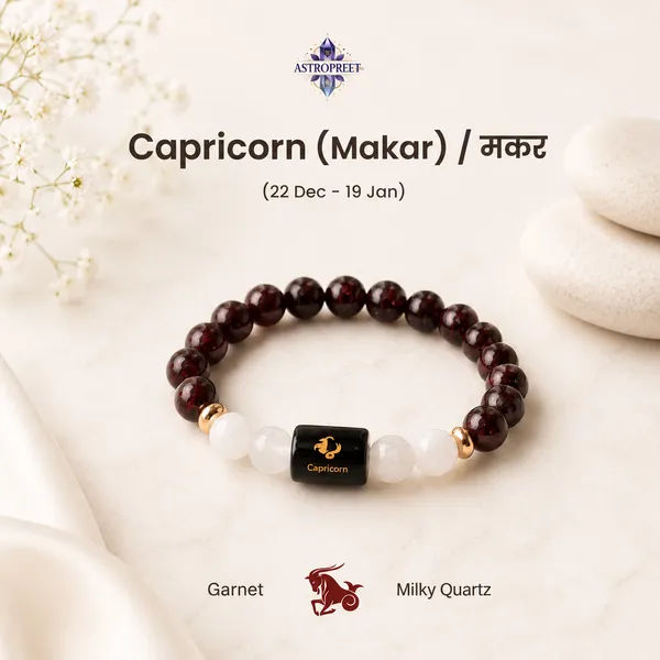 Astropreet_Capricorn_Zodiac_Bracelet_Garnet_Clear_Quartz_Poornima_Energized