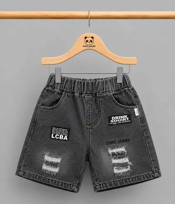 Black_White_Cotton_Relaxed_Stripe_Graphic_Denim_Shorts_Co_Ord_Set_For_Boys