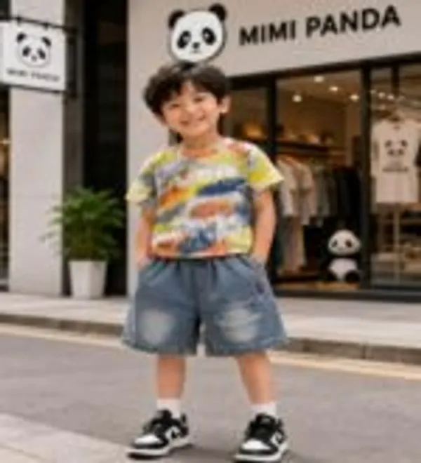 Multicolour_Cotton_Graffiti_Print_Denim_Co_Ord_Set_For_Boys